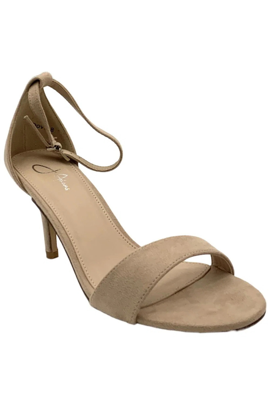 J. Adams Women's Dove Ankle Strap Heels Light Taupe Suede - Medium